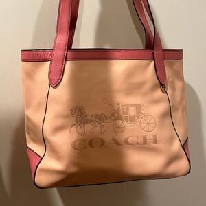 Coach Pink and Tan Tote Bag